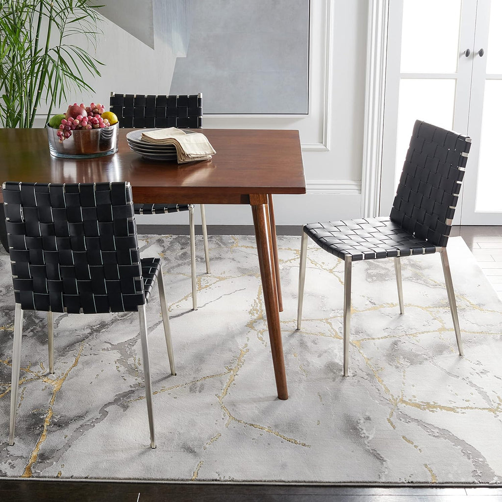 Area Rug - Craft Collection - Large - Grey & Gold, Modern Abstract Design, Non-Shedding & Easy Cleaning, Ideal