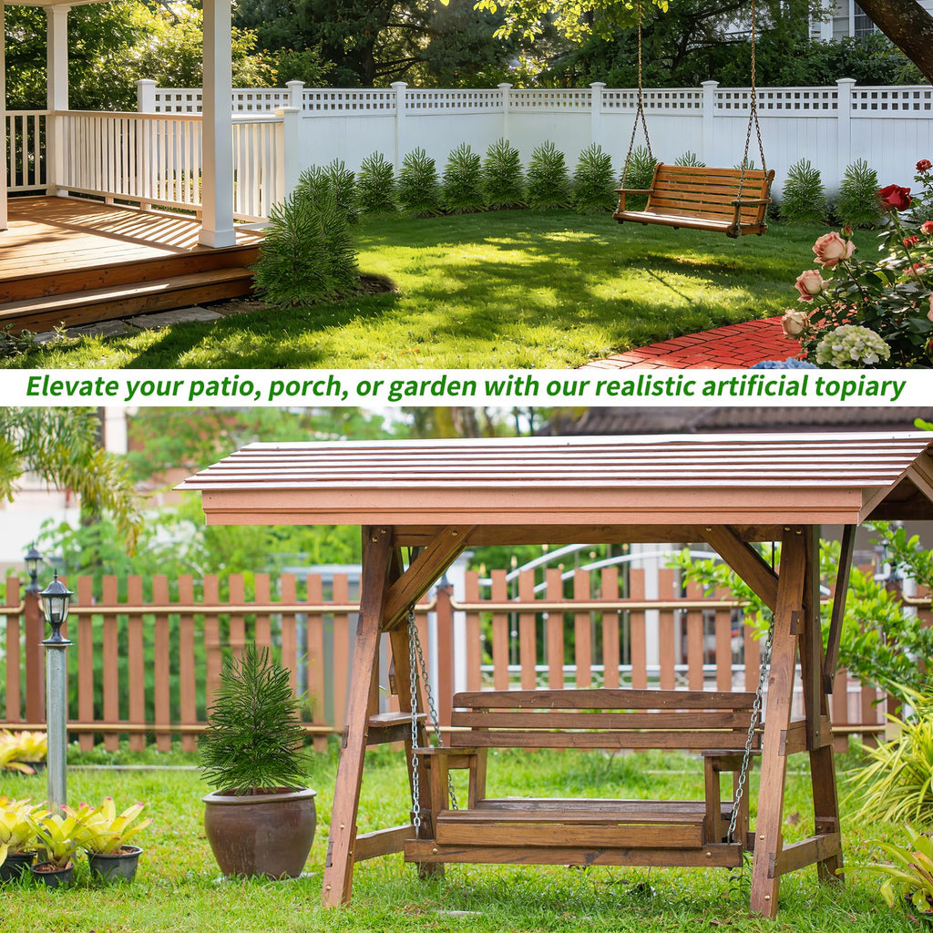 Artificial 26" 2 Pack Norfolk Topiary Cedar Trees with Ground Spike