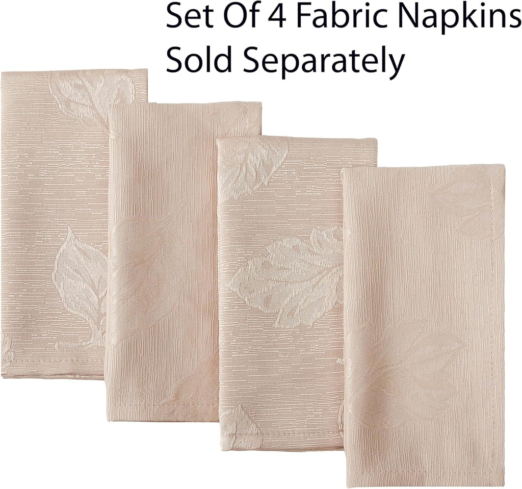 Taupe Tremont Leaf Damask Round Fabric Spring Lodge Tablecloth, 70 Inch, Elegant Holiday Swirling Le
