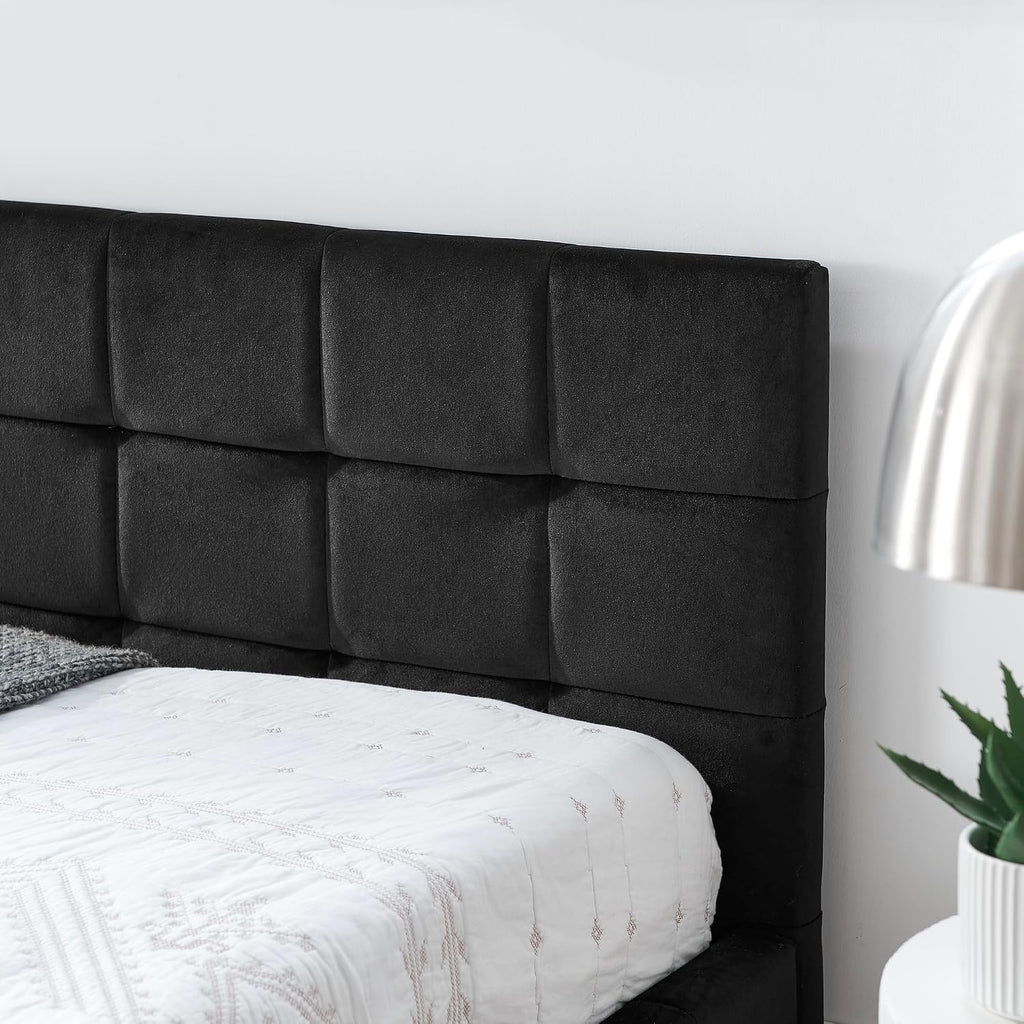 Queen Size Daybed, Velevet Upholstered Day Bed Frame with Tufted Backrest and Armrests,Solid Wood Slat Support,No Box