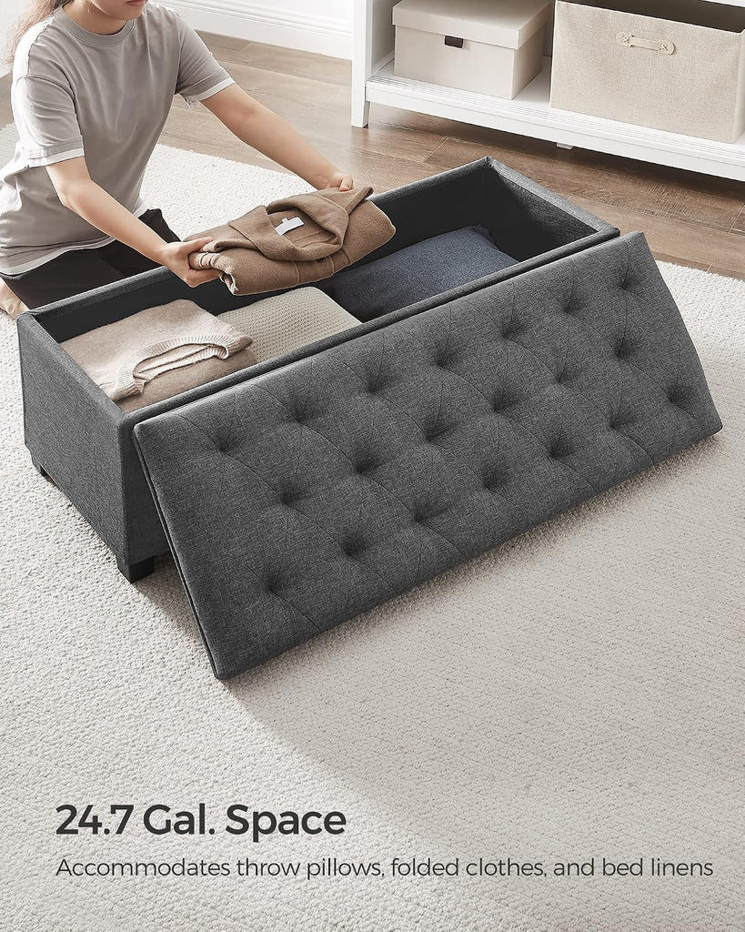 Storage Ottoman Bench, Foot Rest with Legs, 15.7 x 43.3 x 15.7 Inches, End of Bed Bench, Storage Chest, Load up to