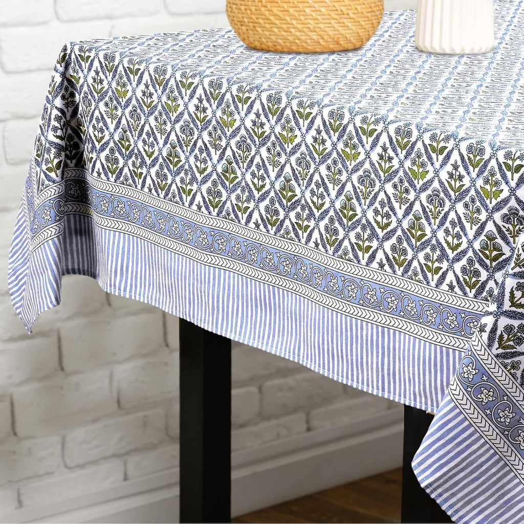 60'' x 90'' Cotton Tablecloth Handmade Cotton Floral Tablecloth Washable Print Rectangle Table Cover