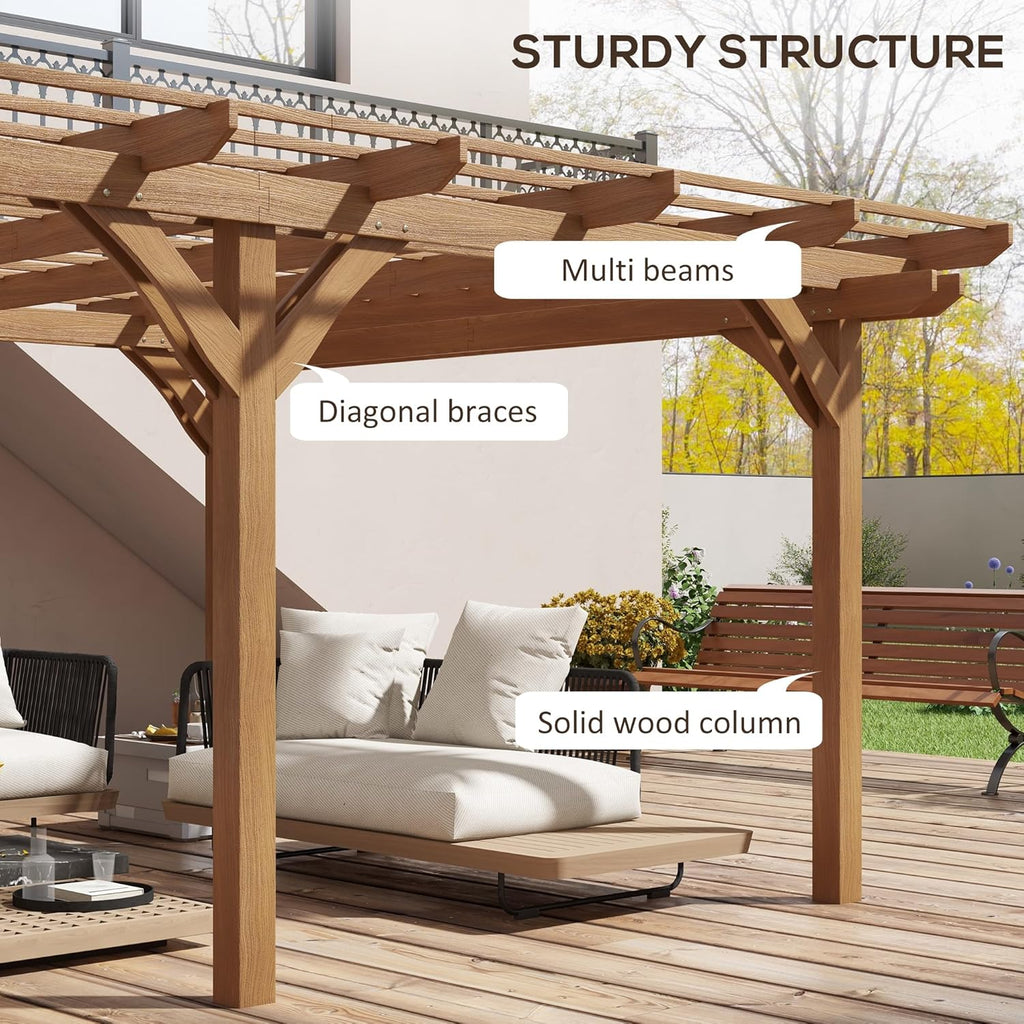 12' x 16' Outdoor Pergola, Wood Gazebo Grape Trellis with Stable Structure for Climbing Plant Support, Garden, Patio