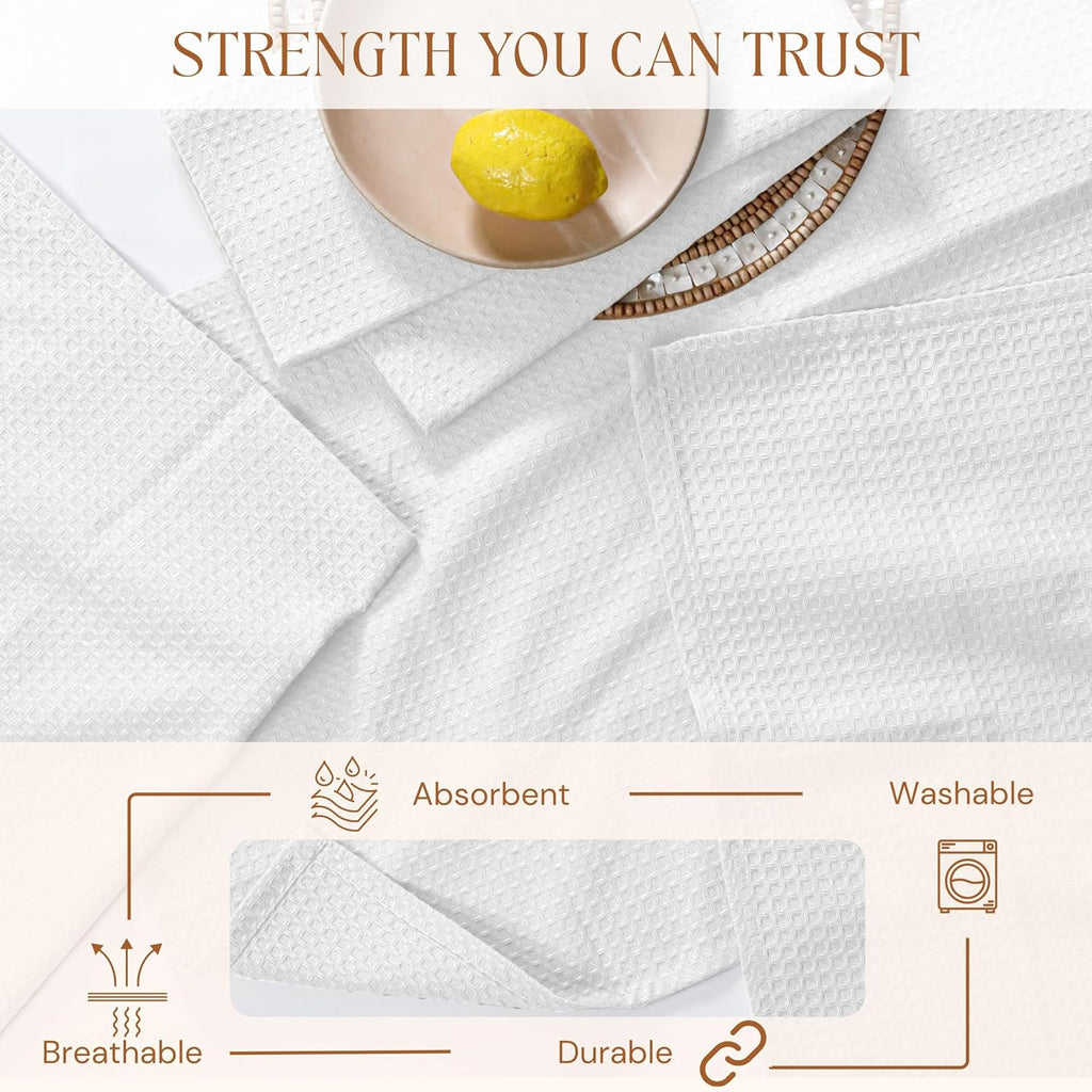 Waffle Kitchen Dish Towels 100% Cotton, Soft, Absorbent, Quick Drying, Multipurpose Use, Bar & Hand Towels, 16x26