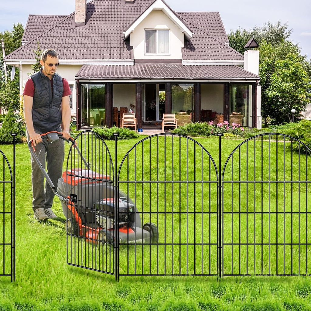 Tall Garden Fence Animal Barrier with Gate, 40 in(H)×43.7ft(L) 20 Panels No Dig Fence for Dogs, Rustproof Metal Wire