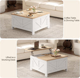 Farmhouse Lift Top Coffee Table with Storage, Square Coffee Table
