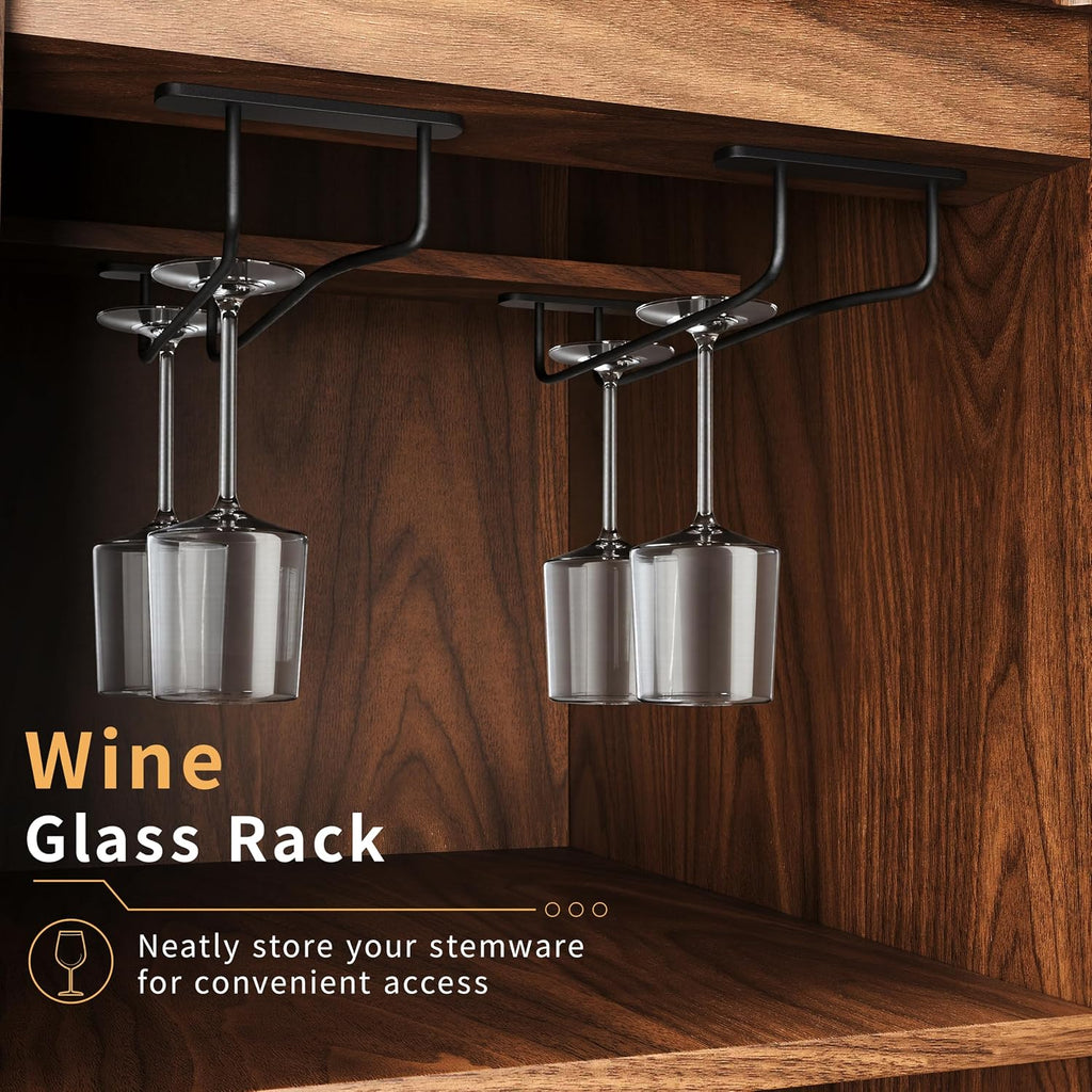 51" Coffee Bar Cabinet with Fridge Space, Fluted Mini Fridge Cabinet with Storage/Charging Station, Wine Liquor