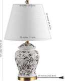 22" Gray/White Ceramic Table Lamp, French Country Chinoiserie Ginger Jar LED Bedside Lamp Bedroom