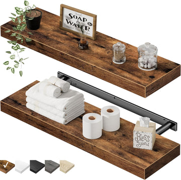 Floating Shelves for Wall 23.6" Long - Wall Mounted Shelf Bathroom Kitchen Living Room Bedroom Farmhouse Home Decor