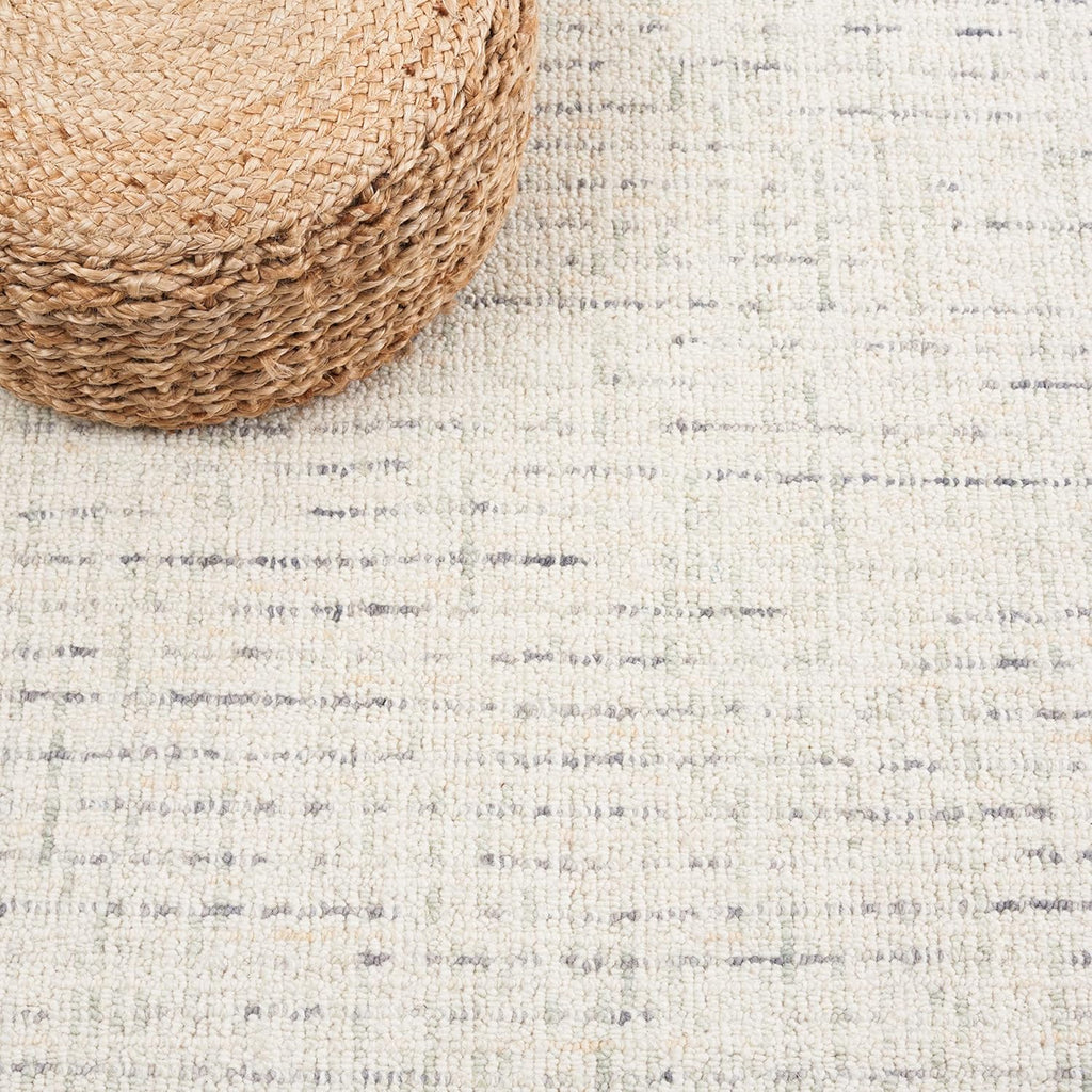 Abstract X-Large Area Rug - 11' x 15', Ivory & Light Grey, Handmade Wool
