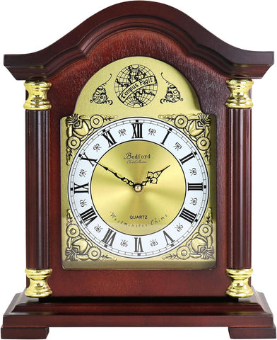 Redwood Mantel Clock with Chimes A134-B09Z64YB4F