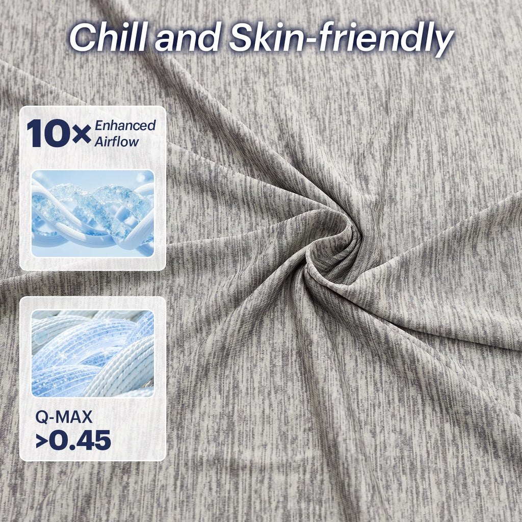 3PCS Cooling Sheet Set King Size, Breathable Bed Sheets, Grey