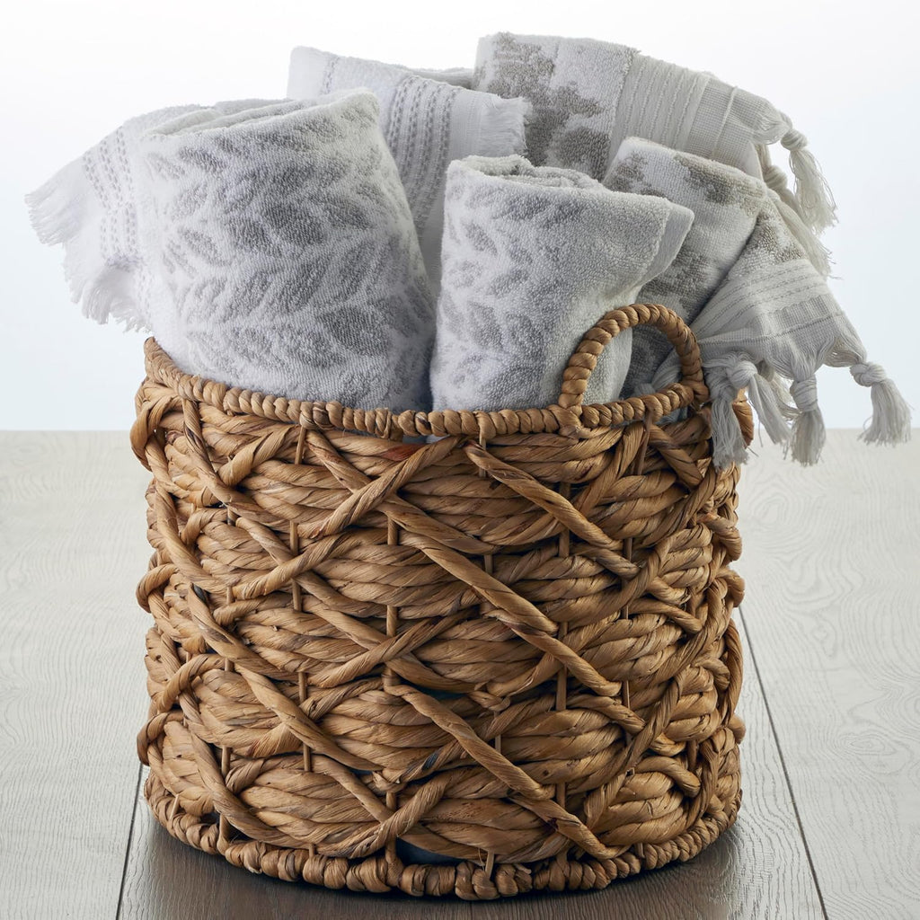 Distressed Leaves 100% Turkish Cotton Premium 4-Piece Towel Set, 600 GSM, Soft & Absorbent Jacquard- 2 Bath Towels, 2