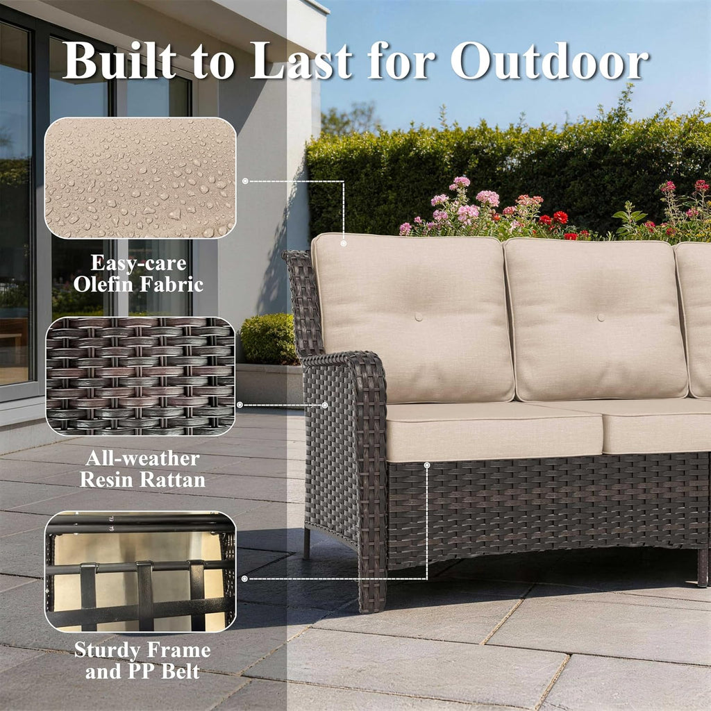 8-Piece Patio Furniture Set, Outdoor Thick Wicker Sectional Sofas with 2 Swivel Chairs, High Back Patio Sectional
