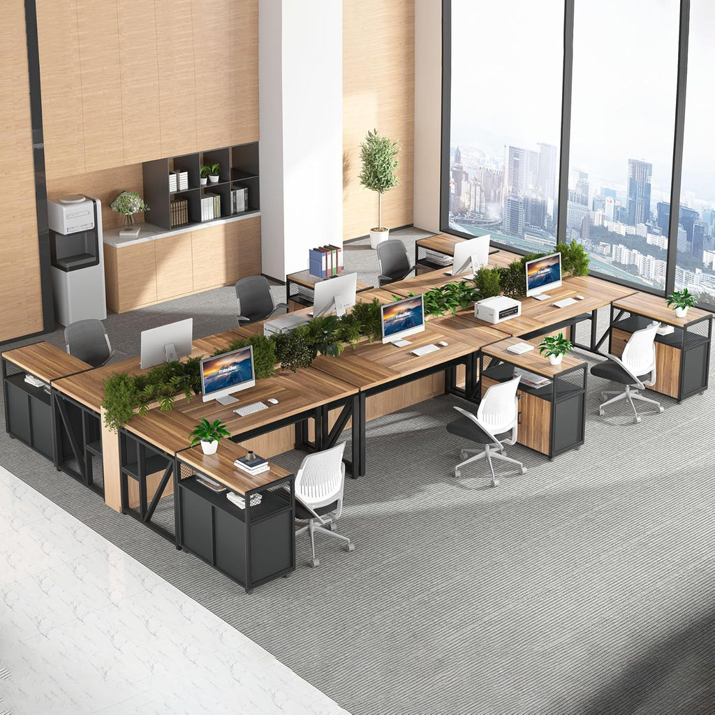 55-inch L Shaped Desk with Drawer Cabinet, Executive Computer Desk and lateral File Cabinet