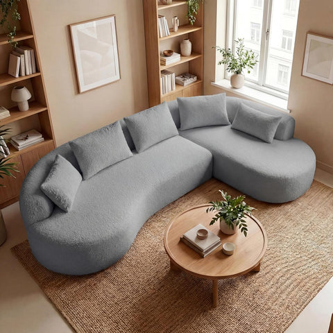 122" Modern Curved Oversized Sectional Sofa with Right Chaise for Living Room