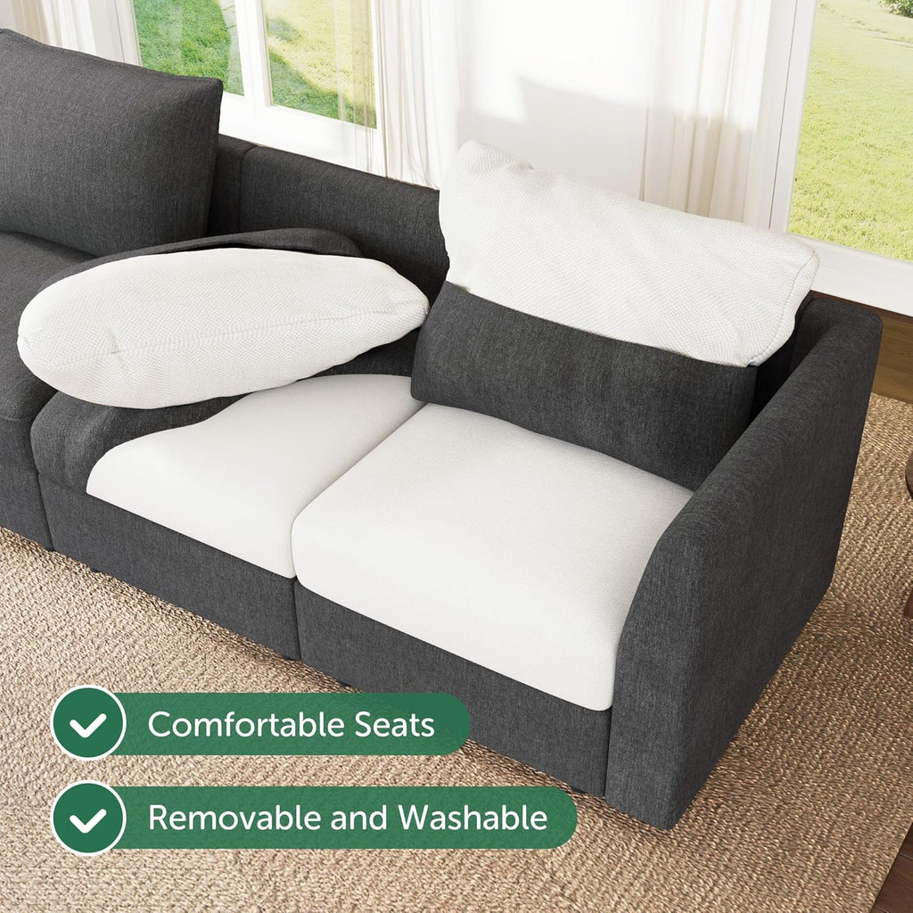 Modular Sectional Couch L Shaped Sectional Sofa with Storage, Convertible Couches - Snowflake Velvet Grey