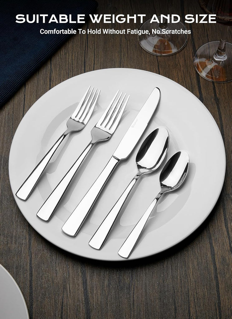45-Piece Flatware Sets, Silverware Set for 8, Durable Stainless Steel Tableware in Ergonomic Design Size and Weight
