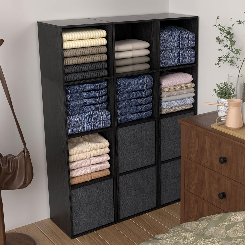 4 Cube Storage Organizer, 4 Tier Cube Low Bookcase Freestanding Storage Display Organizer