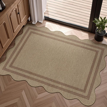 Easy Jute Outdoor Mats for Front Door, Small Washable Kitchen Rugs, Farmhouse Brown Throw Rug Non Slip Indoor