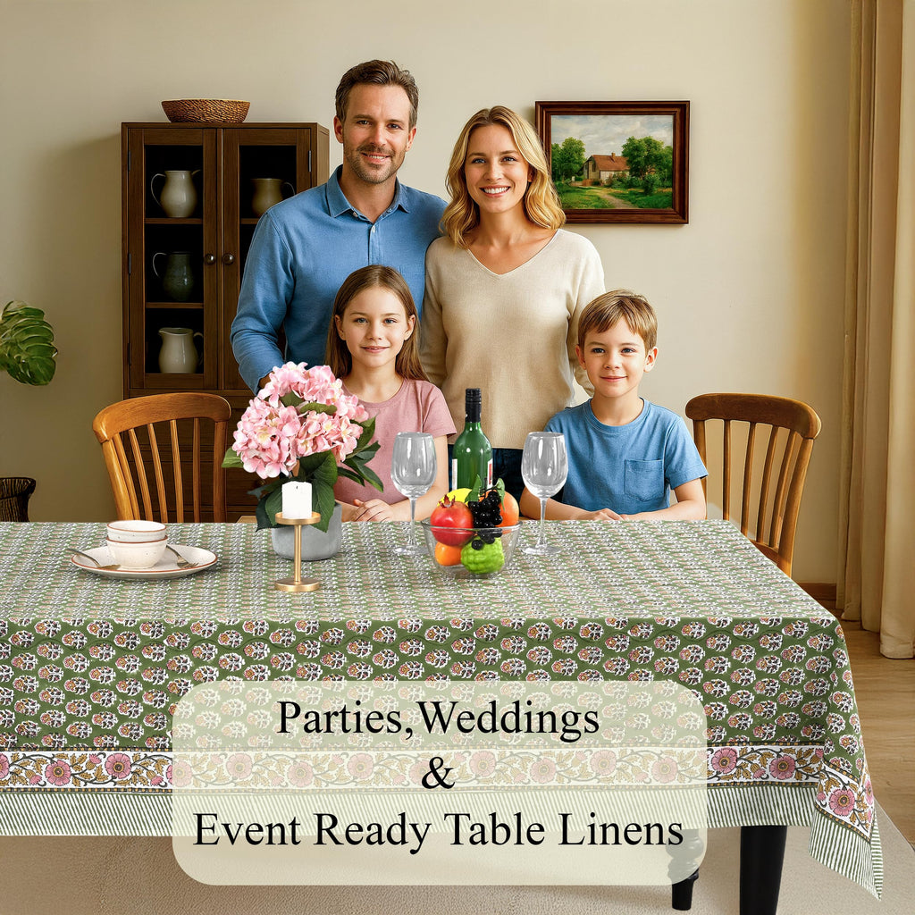 CPC Tablecloth 100% Cotton 60x60 Inch Indian Block Print Easter Square Table Cover, Table Cloth for Weddings