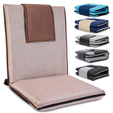 Floor Chair with Back Support Foldable Meditation Seat, Coffee