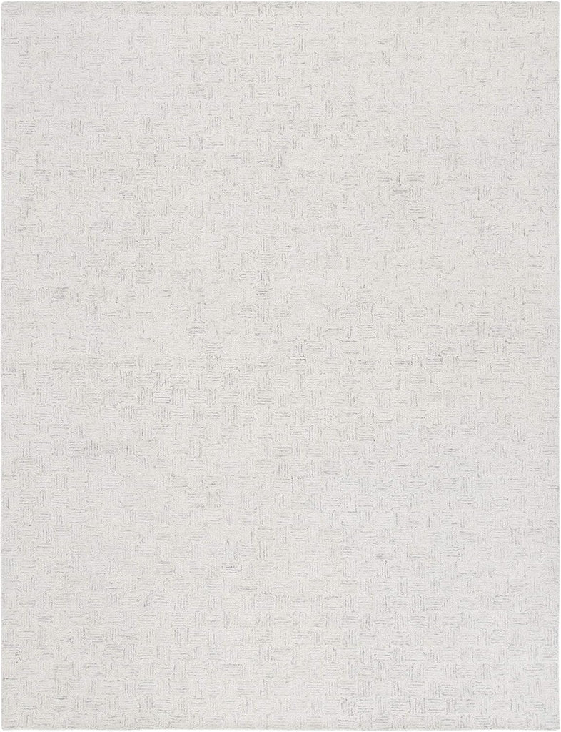 Micro-Loop Area Rug - 9' x 12', Light Grey & Ivory, Handmade Wool