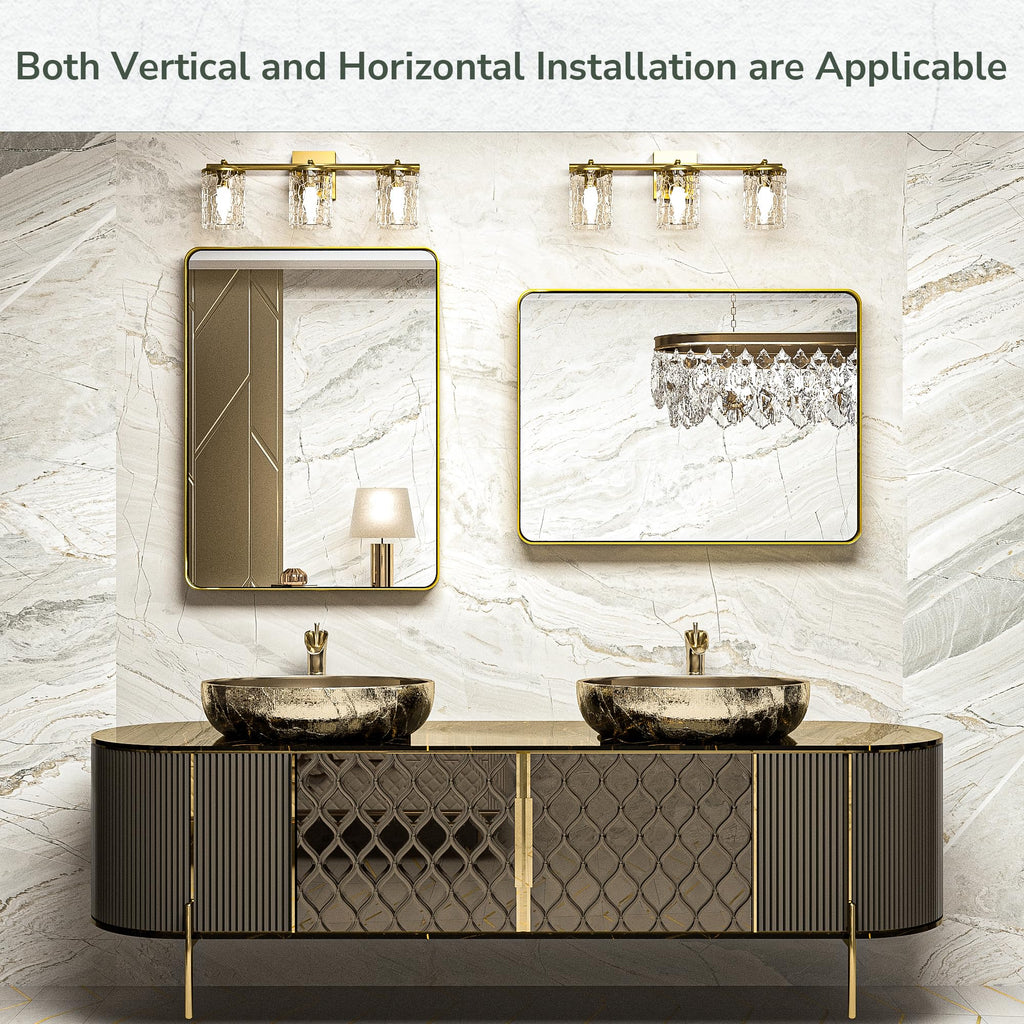 Gold Bathroom Mirror - 24 x 36 Inch Metal Rounded Corner Rectangle Mirror - Hangs Horizontal Or Vertical - Rustic