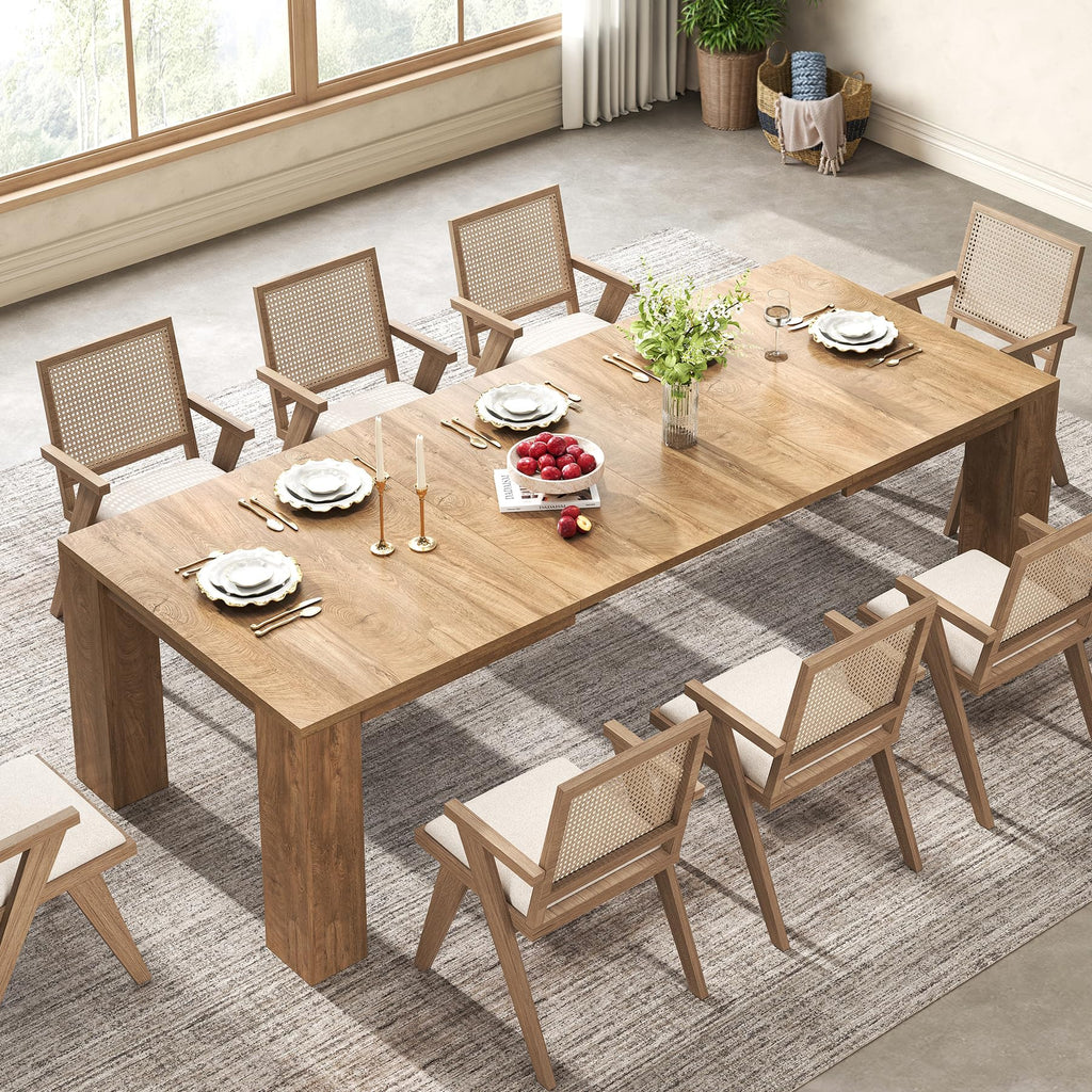 Extendable Dining Tables for 4-10, Modern Farmhouse Kitchen Table