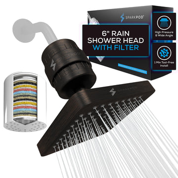 Filtered Shower Head, 23-Stage, 6" Square, Oil-Rubbed Bronze