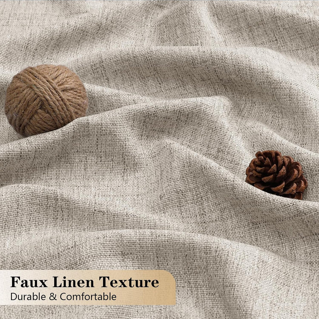 2 Panels Kitchen Curtains, Faux Linen Textured Small Cafe Window Curtain Over Sink, Light Filtering