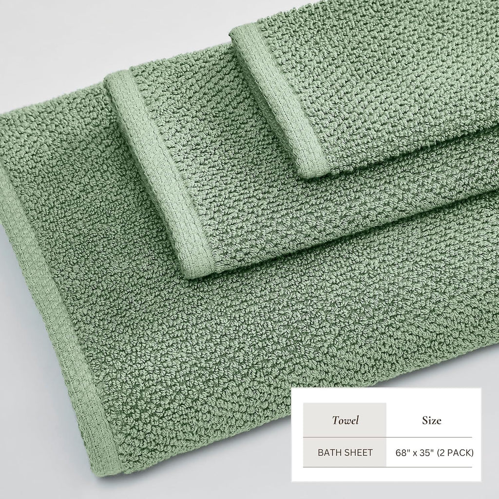 100% Cotton Oversized 2 Pack 68x35 Extra Large Towel Set - Absorbent, Quick-Drying, Durable Oversized Bath Sheets