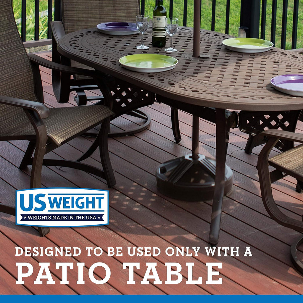 Durable 50 Pound Fillable Umbrella Base Designed to be Used with a Patio Table - Bronze