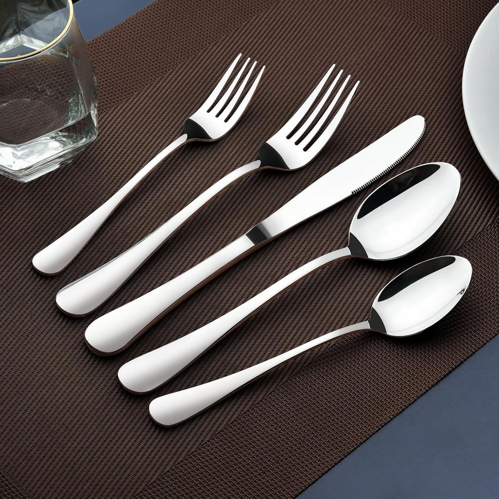 60-Piece Silverware Set for 12, Heavy Duty Stainless Steel Flatware Utensils Cutlery Set Including Steak Knife Fork