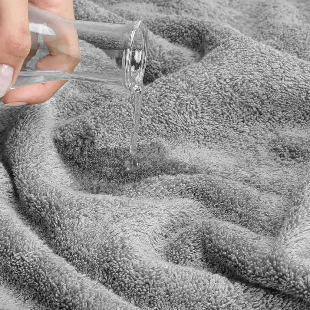100% Cotton Turkish Towel Set, Soft Absorbent Quick Dry, 6 Piece Towel Set, Light Grey