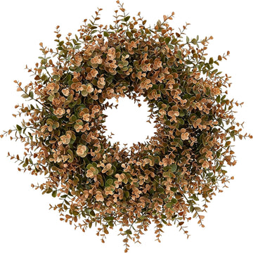 Large Artificial Fall Wreath Eucalyptus Leaves for Front Door Outdoor Decor