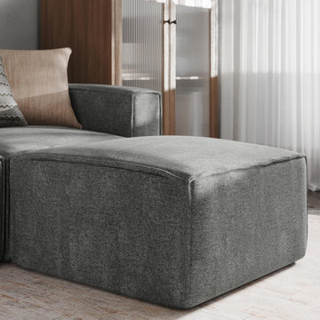 Dark Gray 30" Square Faux Leather Tufted Ottoman