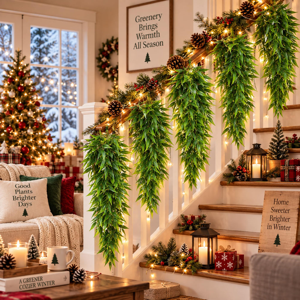 12 Pcs Artificial Hanging Greenery Plants, Bamboo