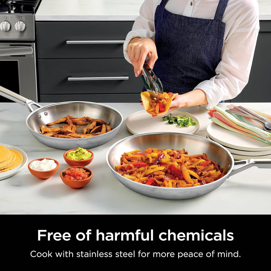 EverClad 7-Pc Stainless Steel Cookware Set, Silver, C99007 | Tri-ply: 18/10 stainless, pure aluminum core. No