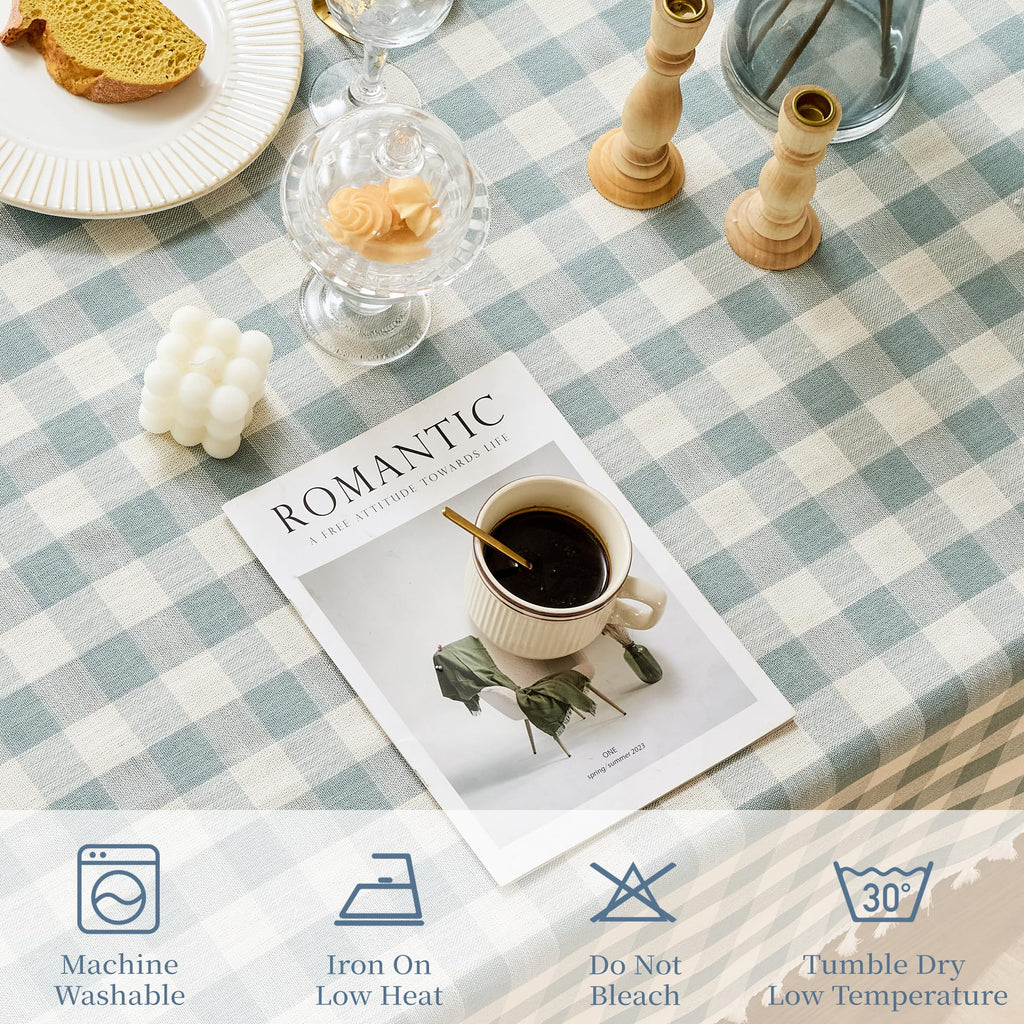 Blue Checkered Tablecloth Rectangle Tables Buffalo Plaid Gingham Table Cloth Cotton Linen Rustic Tablecloths Washable