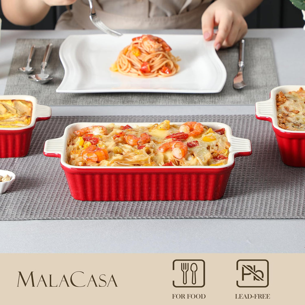 Bakeware Set of 4, Porcelain Pans Set for Oven, Casserole Dish, Ceramic Rectangular Dish Lasagna Pans for Cooking