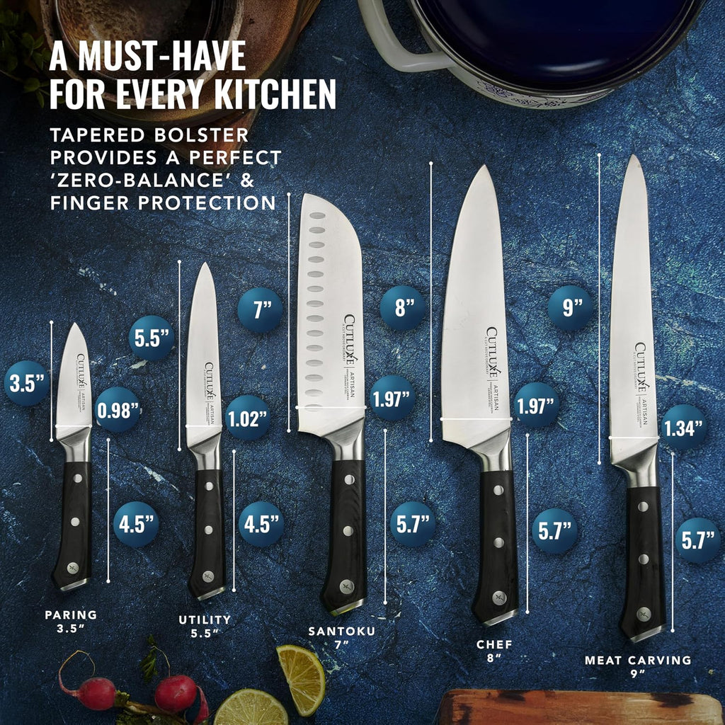 Kitchen Knives, 5-Piece Chef Knife Set - Razor Sharp German Steel | Full Tang Ergonomic Handles, Professional Blades