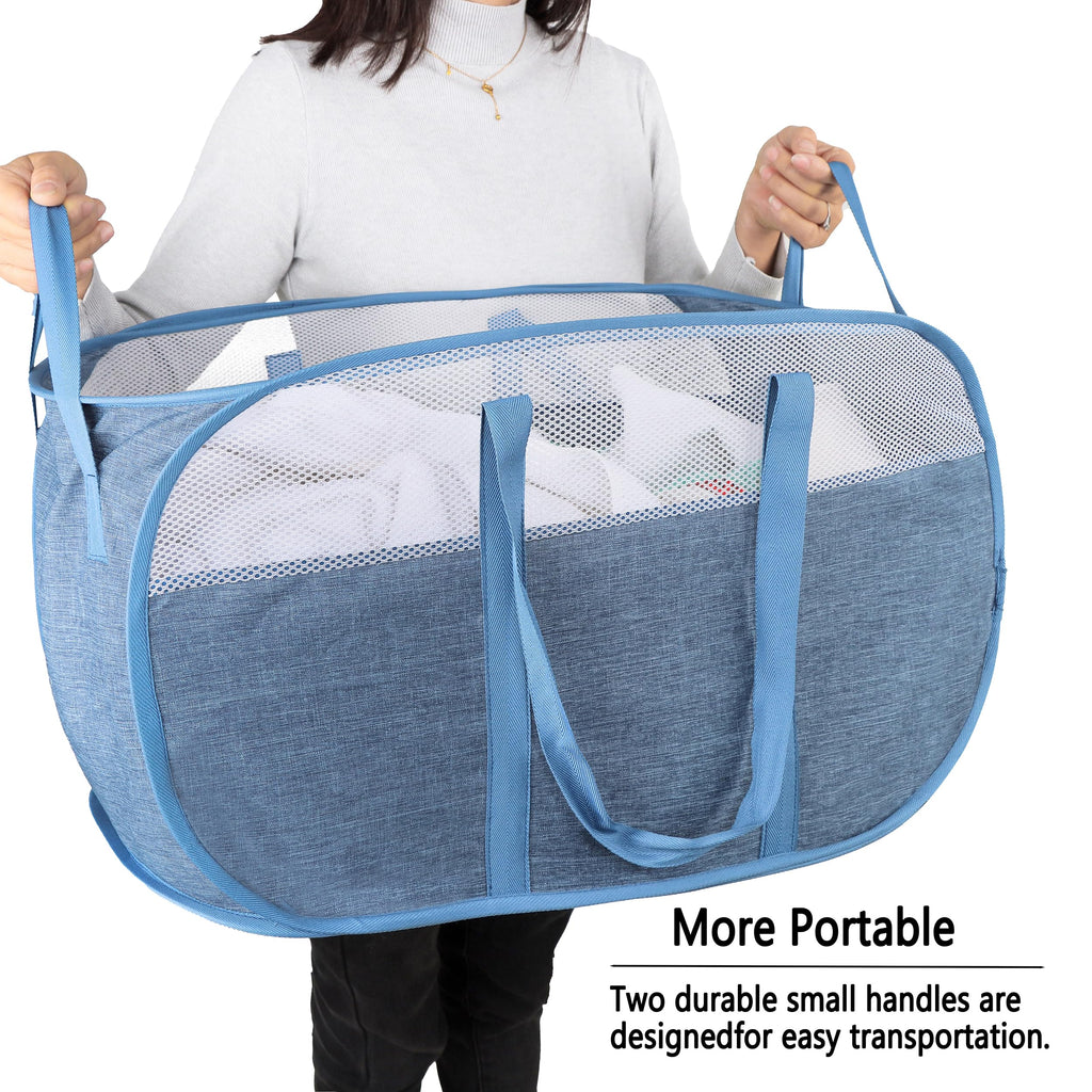 Pop Up Laundry Hamper, with Durable Handles collapsible laundry basket, Easy to Open and Fold for college Dorm, kids