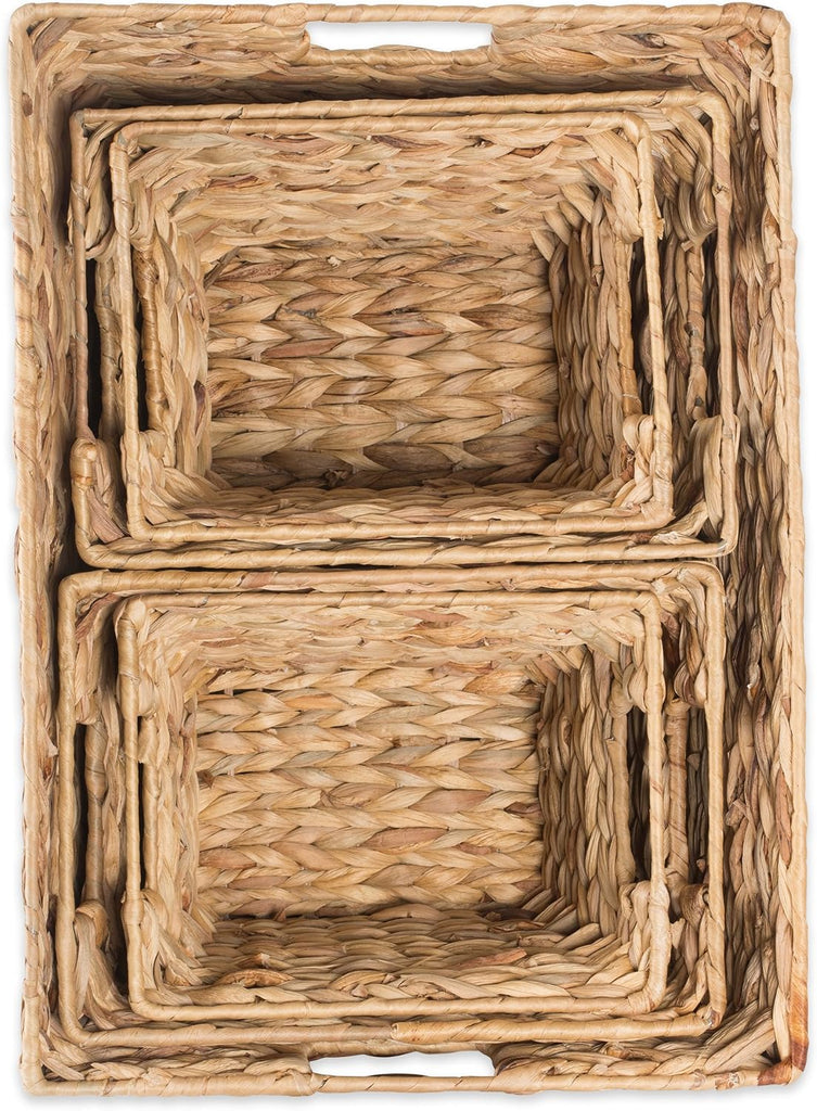Hyacinth Collection Storage Baskets, Large Set, Assorted Sizes, Natural, 5 Piece