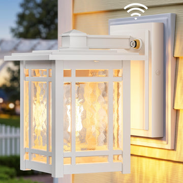 Porch Lights Outdoor, Anti-Rust Dawn to Dusk Outdoor Light Fixture, Modern White Exterior Wall Light with Water