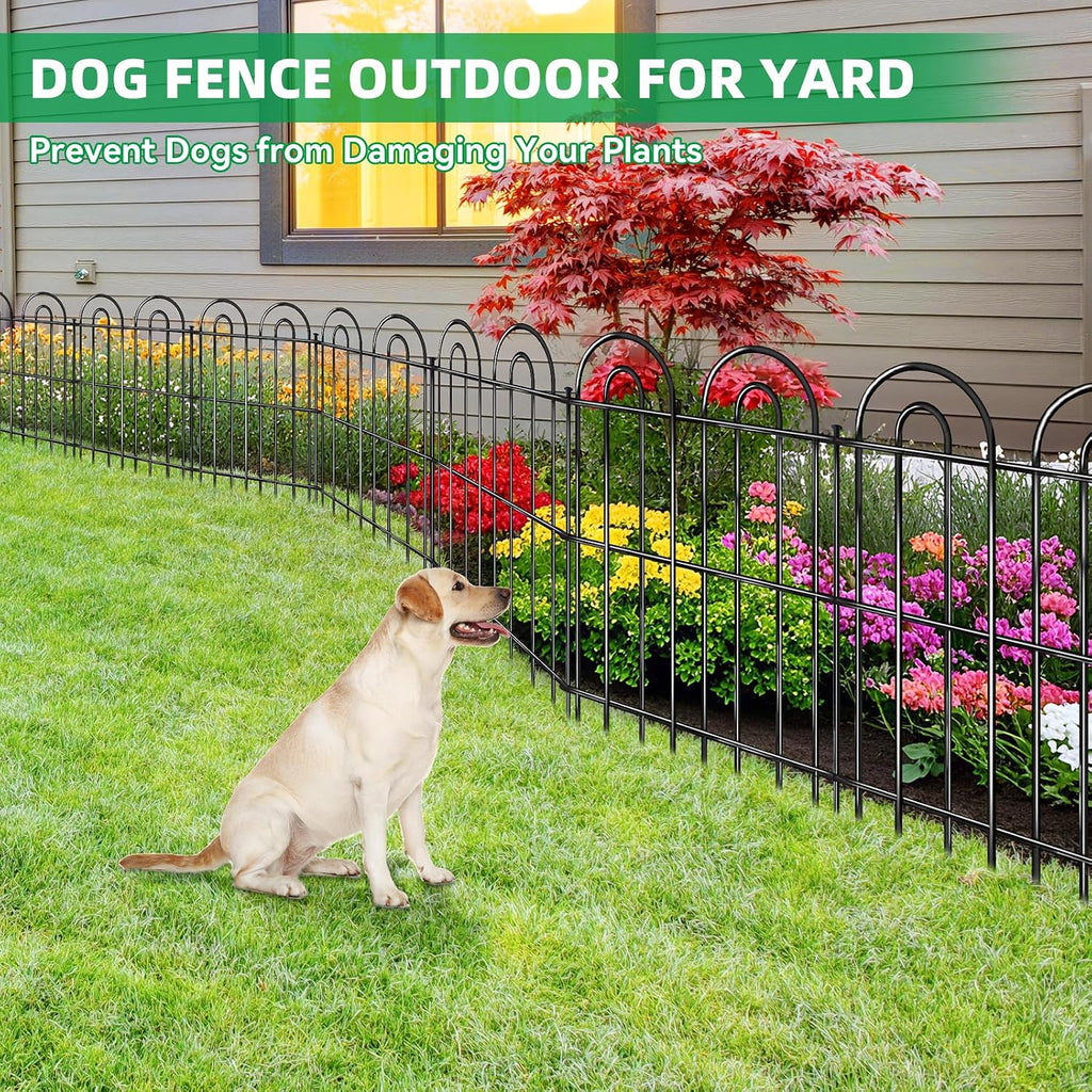 25 Panels Decorative Garden Fence, 32 in(H) X 50 ft(L) No Dig Dog Fence Outdoor for Yard, Rustproof Tall Metal Garden