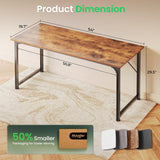 Computer Desk, 55 Inch Home Office Desk, Gaming Writing Work from Home Study Desk, Large Legroom, Sturdy Metal Frame