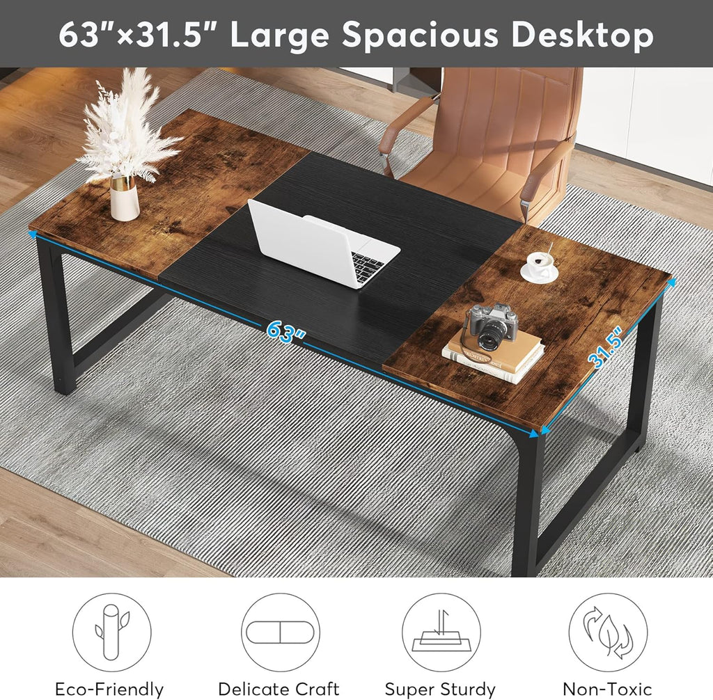 Modern Computer Desk, 63 x 31.5 inch Large Office Desk Computer Table Study Writing Desk Workstation