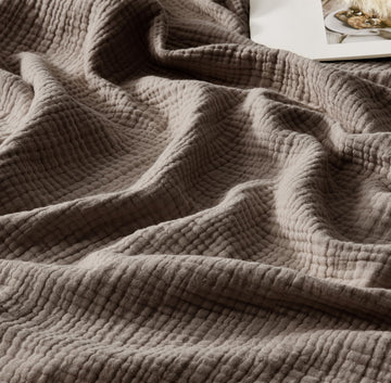 100% Cotton Muslin Blanket King Size 4-Layer for Bed Breathable Lightweight Soft Large Boho Farmhouse Linen Tassels