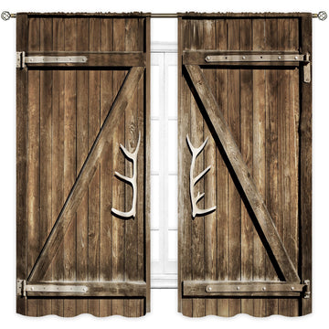 Rustic Western Farmhouse Wooden Country Living Room Bedroom Window Curtains